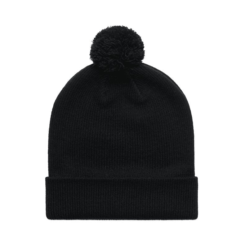 AS COLOUR POM POM BEANIE (BLACK) - The Work Pit