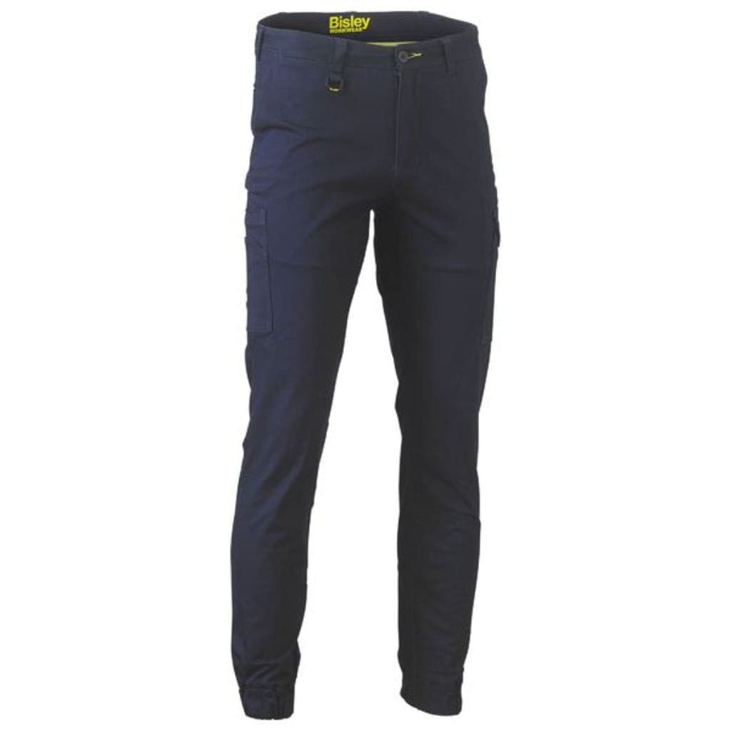 BISLEY MENS COTTON STRETCH CARGO CUFFED NAVY PANT - The Work Pit