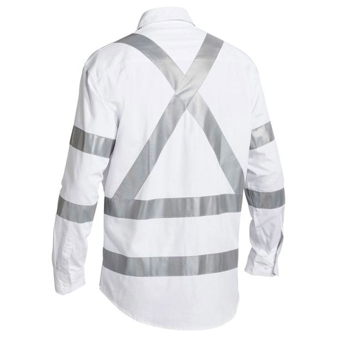 BISLEY TAPED NIGHT COTTON DRILL SHIRT - WHITE - The Work Pit