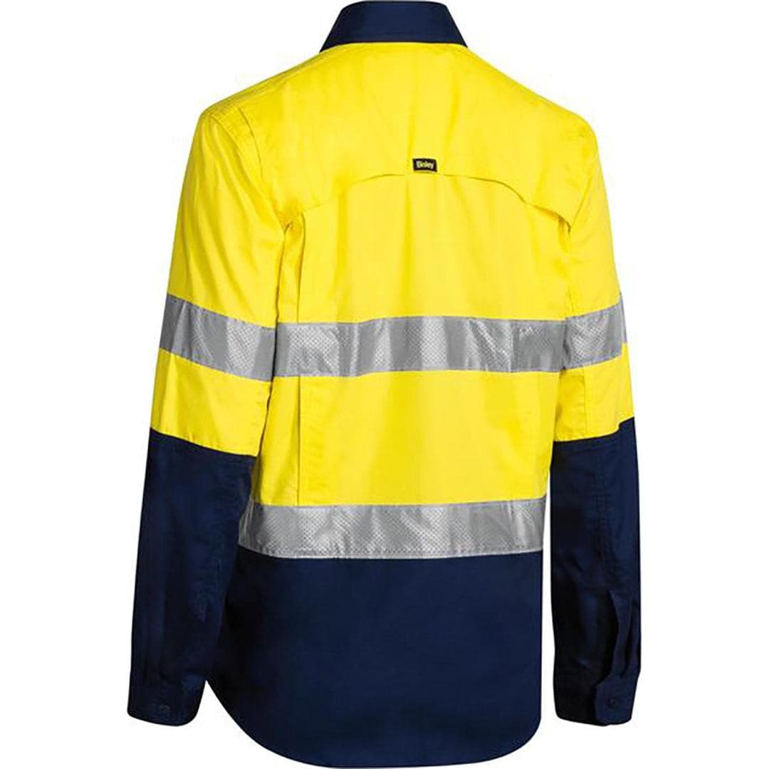 BISLEY WOMENS 3M TAPED HI VIS X AIRFLOW RIPSTOP SHIRT YELLOW/NAVY - The Work Pit