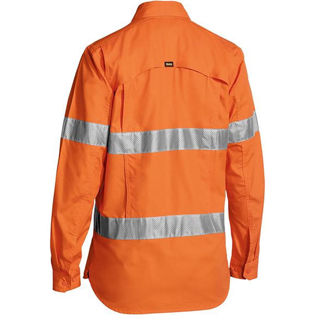 BISLEY WOMENS X AIRFLOW TAPED HI VIS RIPSTOP SHIRT ORANGE - The Work Pit