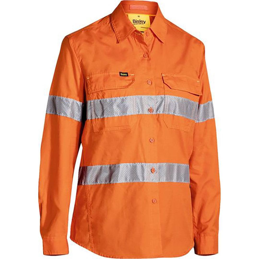 BISLEY WOMENS X AIRFLOW TAPED HI VIS RIPSTOP SHIRT ORANGE - The Work Pit