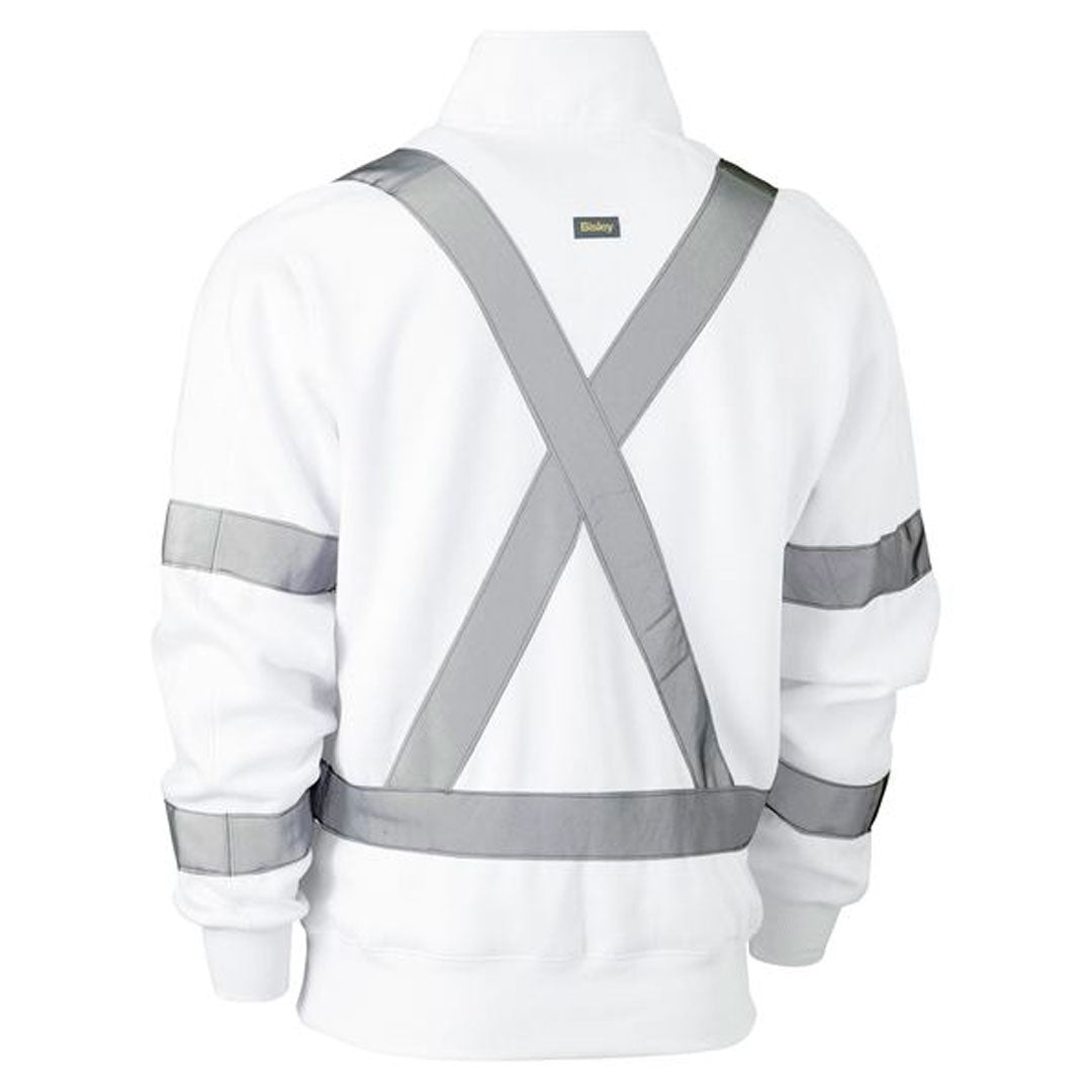 BISLEY X TAPED 1/4 ZIP FLEECE PULLOVER - WHITE - The Work Pit