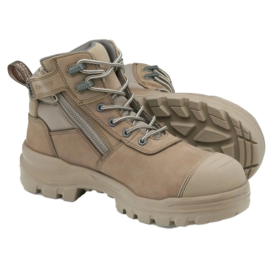 BLUNDSTONE #8553 ROTOFLEX 5in UNISEX TPU ZIPSIDE BOOTS STONE - The Work Pit