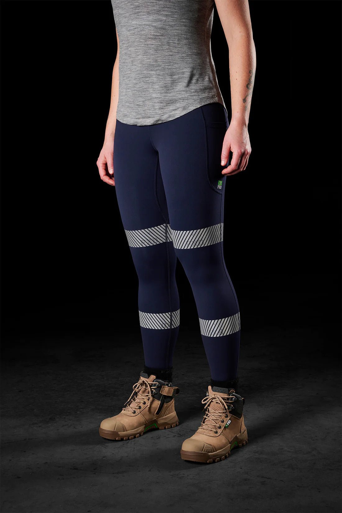 FXD WP - 9WT - REFLECTIVE STRETCH LEGGINGS - NAVY - The Work Pit