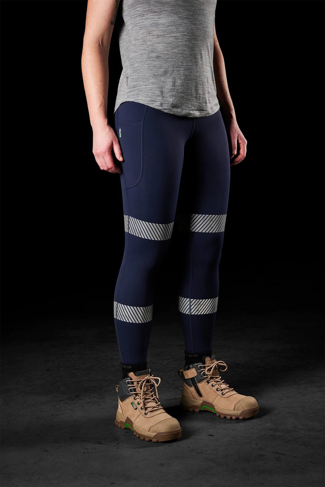 FXD WP - 9WT - REFLECTIVE STRETCH LEGGINGS - NAVY - The Work Pit