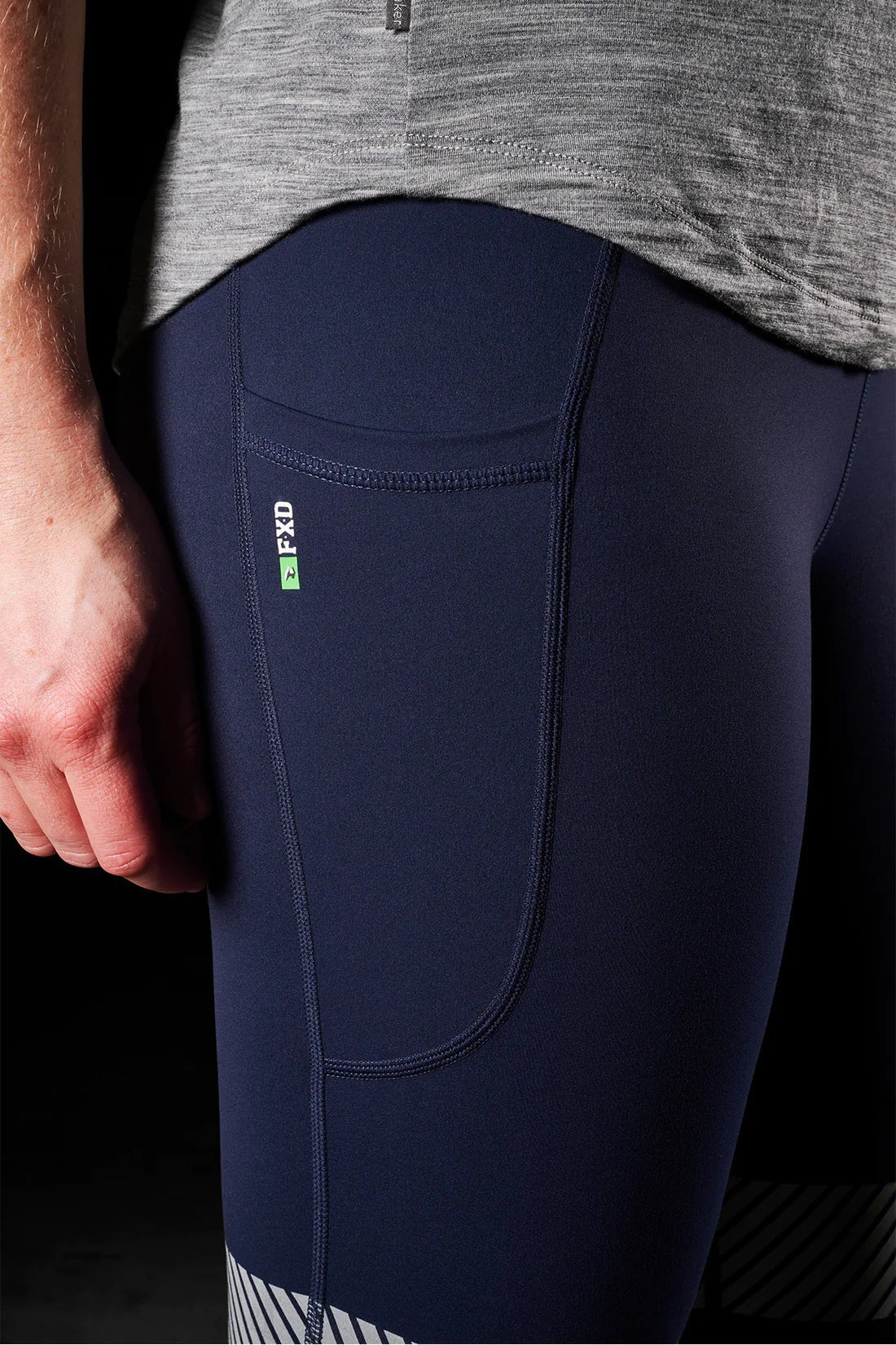 FXD WP - 9WT - REFLECTIVE STRETCH LEGGINGS - NAVY - The Work Pit