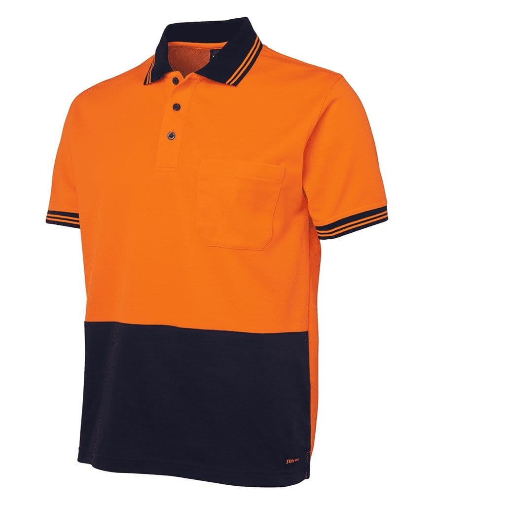 JB HI VIS SS POLO ORANGE/NAVY - The Work Pit