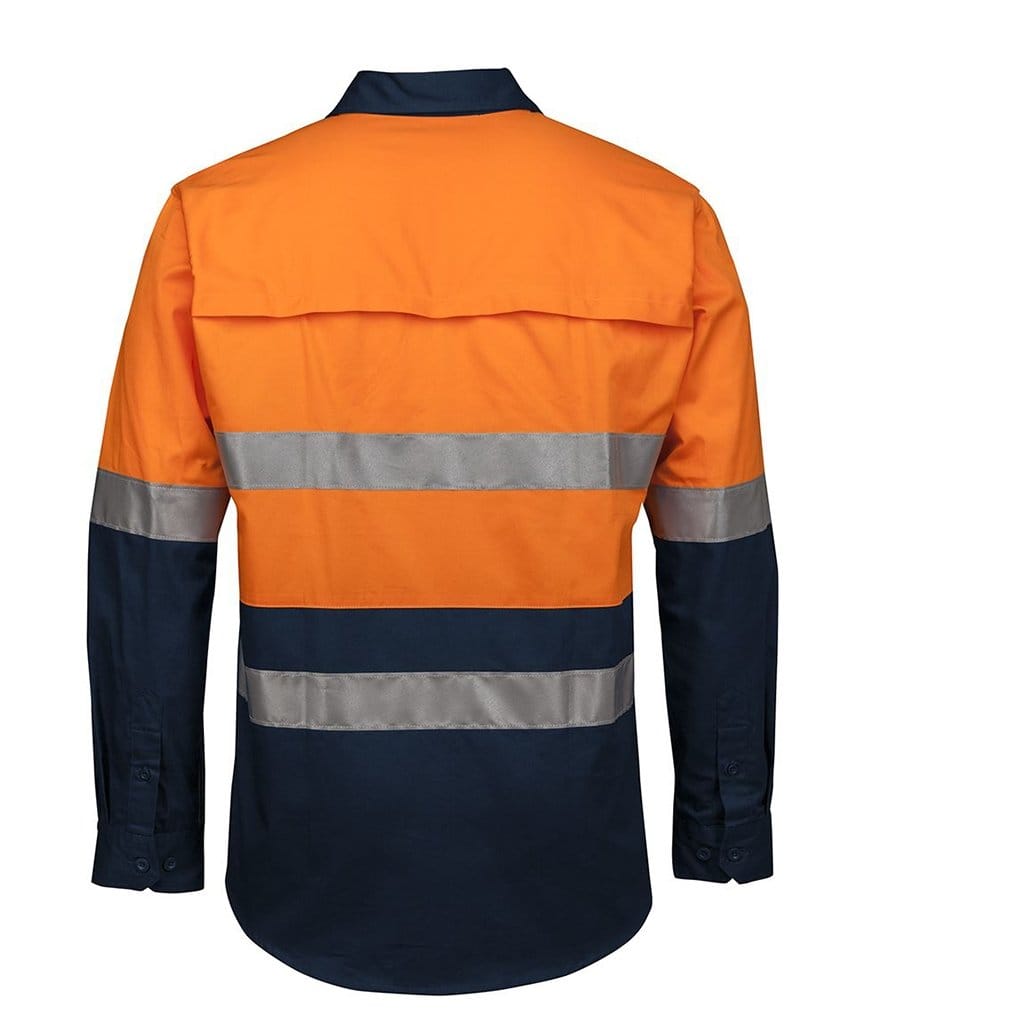 JB WEAR HI VIS (D+N) CLOSE FRONT L/S 150G W/SHIRT ORANGE/NAVY - The Work Pit