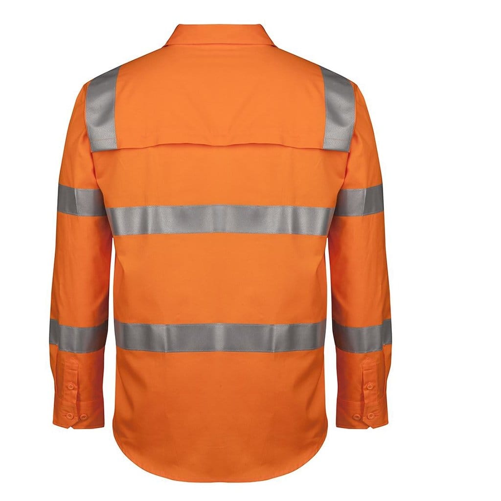 JB WEAR HI VIS (D+N) L/S 150G AUST RAIL W/SHIRT ORANGE - The Work Pit