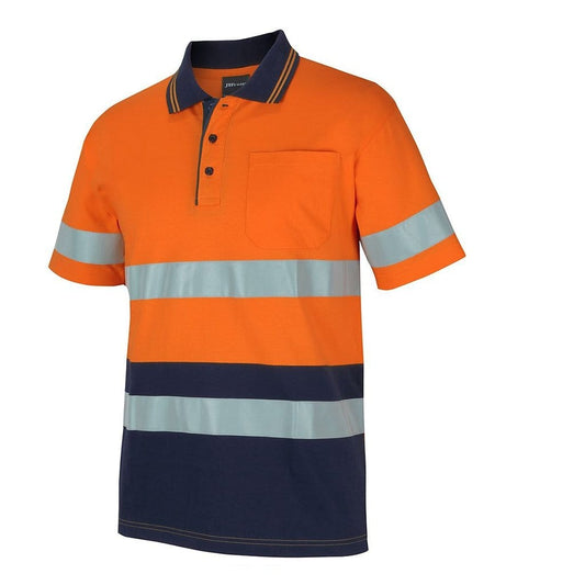 JB WEAR HI VIS (D+N) S/S COTTON POLO ORANGE/NAVY - The Work Pit