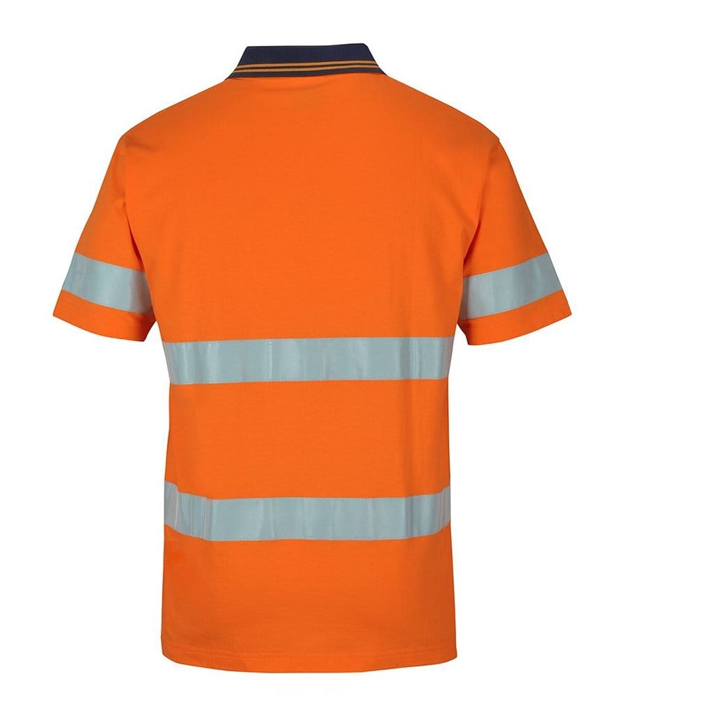 JB WEAR HI VIS (D+N) S/S COTTON POLO ORANGE/NAVY - The Work Pit