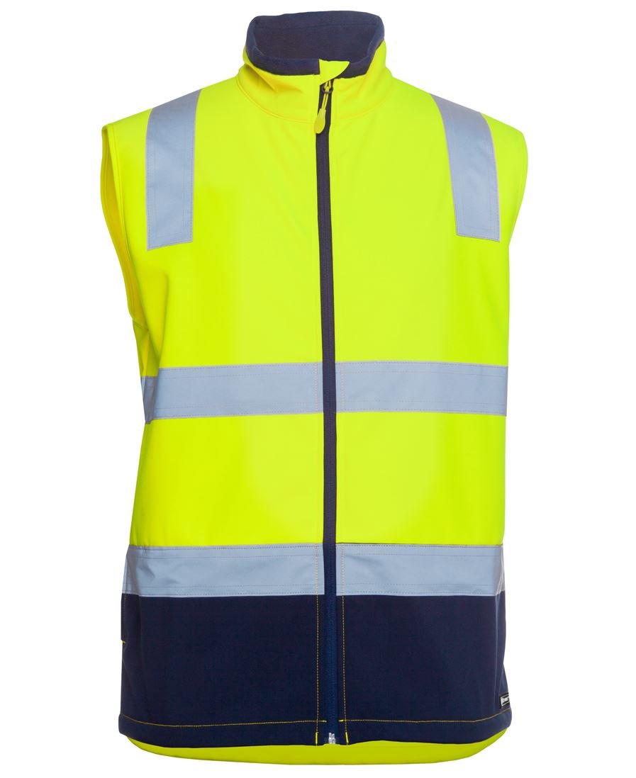 JB'S HI VIS (D+N) THREE LAYER SOFTSHELL VEST - LIME/NAVY - The Work Pit