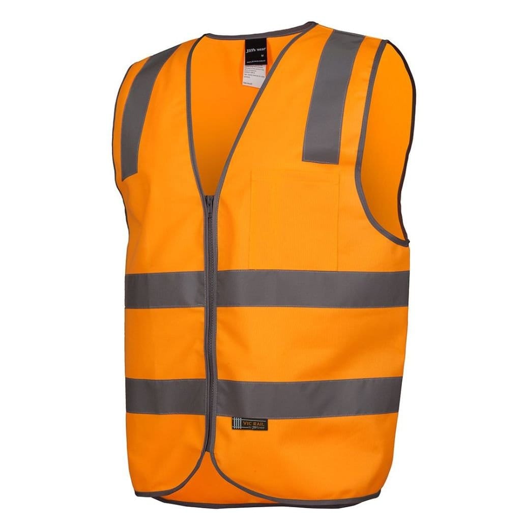 JB'S VIC RAIL (D+N) ZIP SAFETY VEST - RAIL ORANGE - The Work Pit