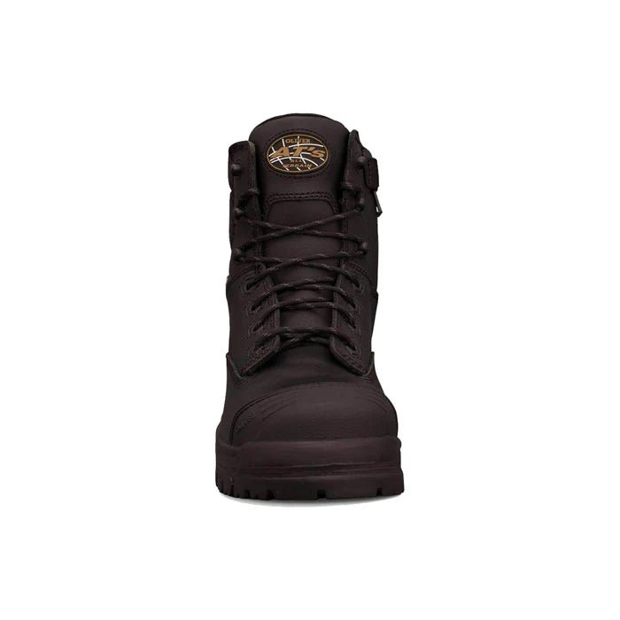 OLIVER LACE UP ZIP SIDE 6" WORK BOOT - BLACK - The Work Pit