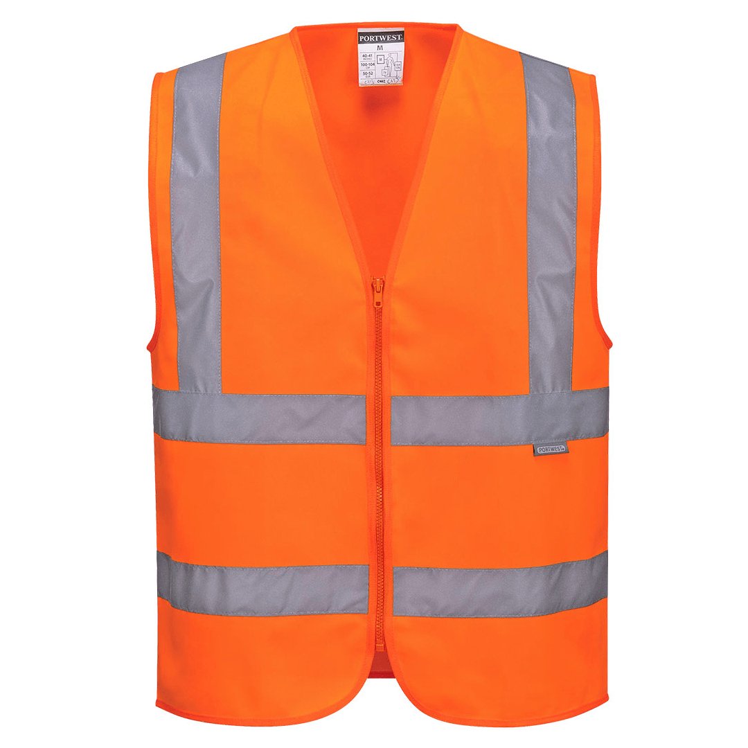 PORT WEST HI - VIS ZIPPED VEST ORANGE - The Work Pit