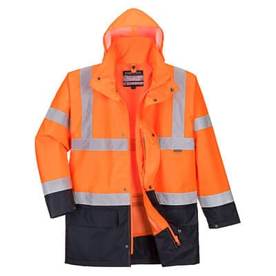 PORTWEST ESSENTIAL 5 IN 1 HI - VIS JACKET ORANGE/NAVY - The Work Pit