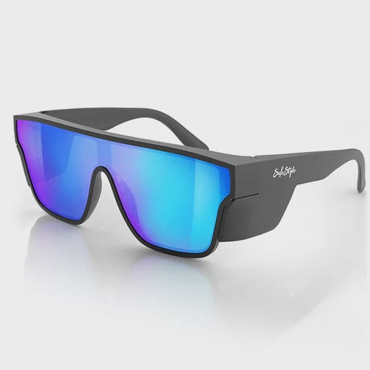 PRIMES MATTE BLACK FRAME REFLECTORS BLUE LENS - The Work Pit