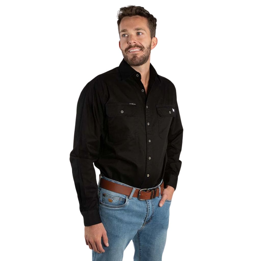 RINGERS WESTERN KING RIVER FULL BUTTON WORK SHIRT BLACK - The Work Pit