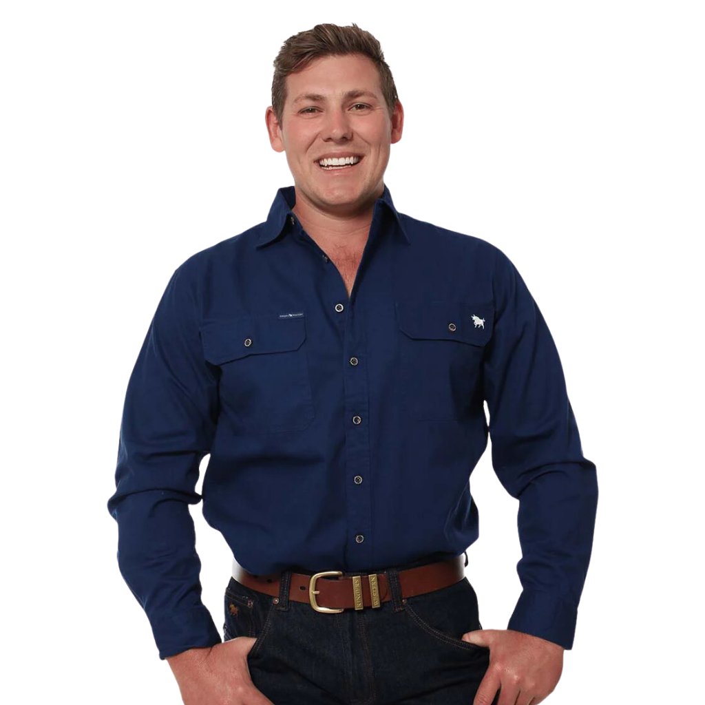 RINGERS WESTERN KING RIVER FULL BUTTON WORK SHIRT - NAVY - The Work Pit