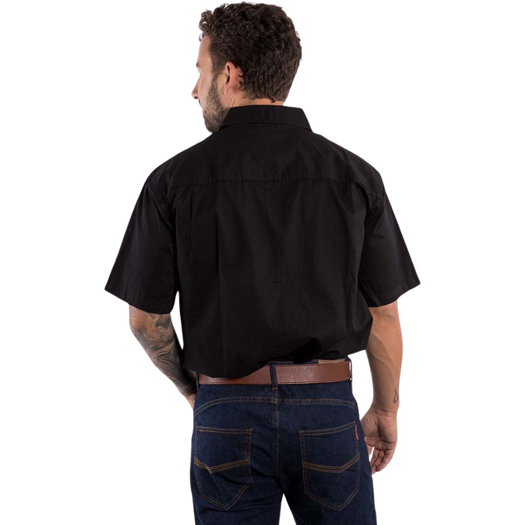 RINGERS WESTERN LAKE ARGYLE MENS SHORT SLEEVE FULL BUTTON WORK NSHIRT - BLACK - The Work Pit