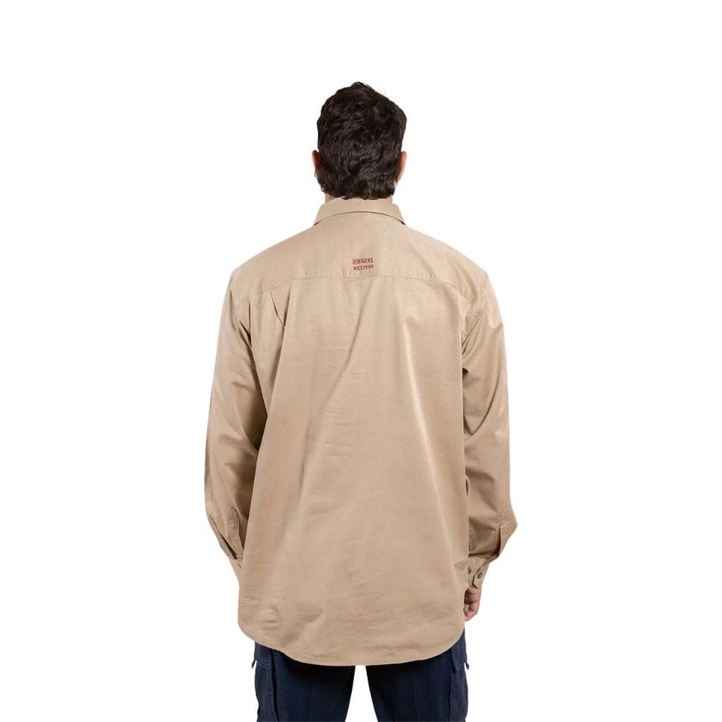 RINGERS WESTERN MENS SOUTHERN HIGHLANDS HEAVYWEIGHT HALF BUTTON WORK SHIRT CAMEL - The Work Pit