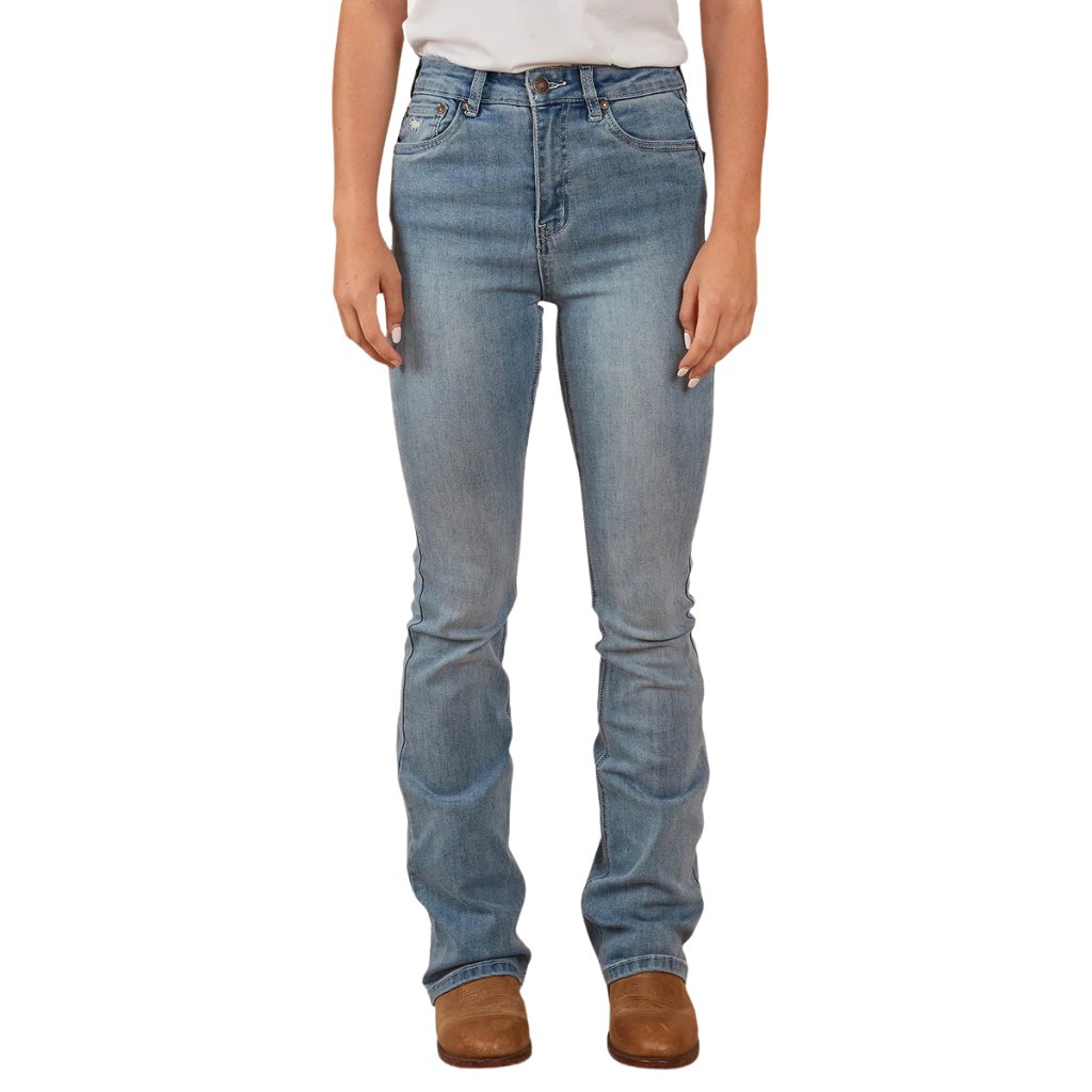 RINGERS WESTERN PENNY WOMENS HIGH RISE BOOTLEG JEAN LIGHT BLUE - The Work Pit