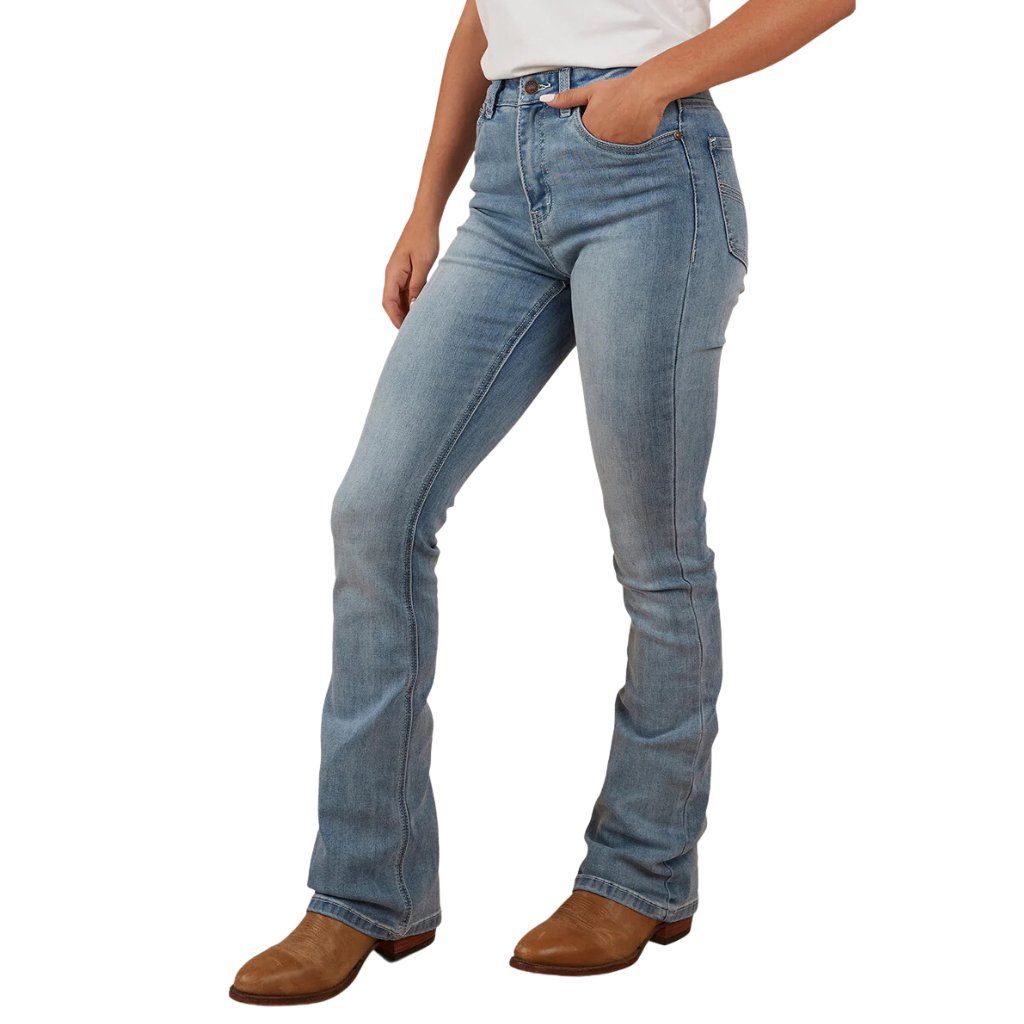 RINGERS WESTERN PENNY WOMENS HIGH RISE BOOTLEG JEAN LIGHT BLUE - The Work Pit