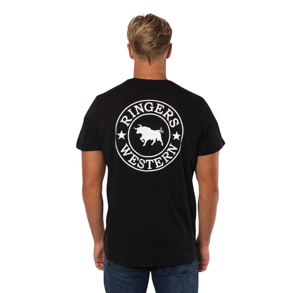 RINGERS WESTERN SIGNATURE BULL MENS CLASSIC T - SHIRT - BLACK / WHITE - The Work Pit