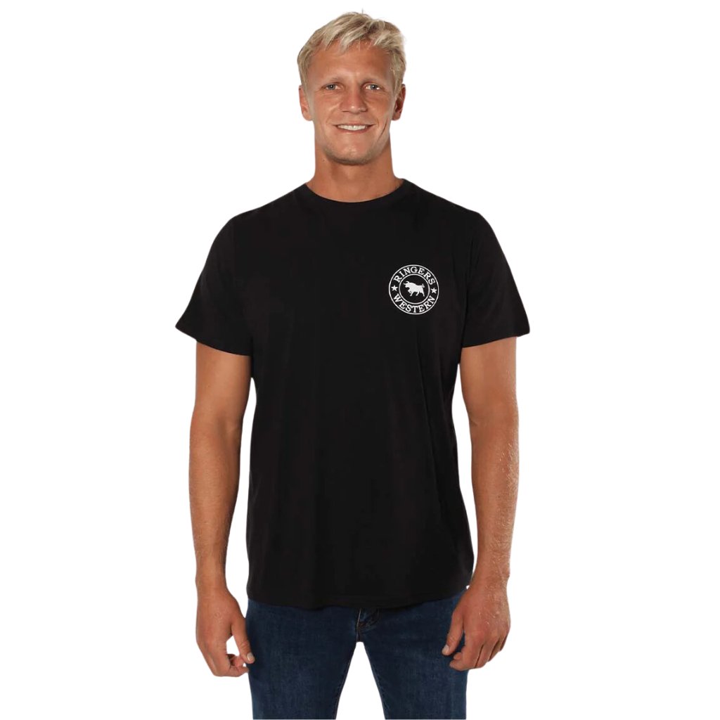 RINGERS WESTERN SIGNATURE BULL MENS CLASSIC T - SHIRT - BLACK / WHITE - The Work Pit