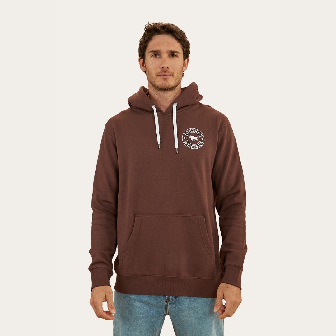 RINGERS WESTERN SIGNATURE BULL MENS PULLOVER HOODIE - CHOCOLATE/WHITE - The Work Pit