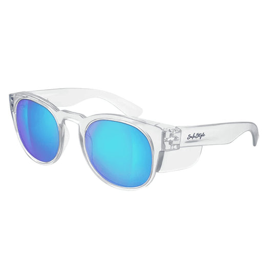 SAFESTYLE CRUISERS CLEAR FRAME/MIRROR BLUE POLARISED LENS - The Work Pit