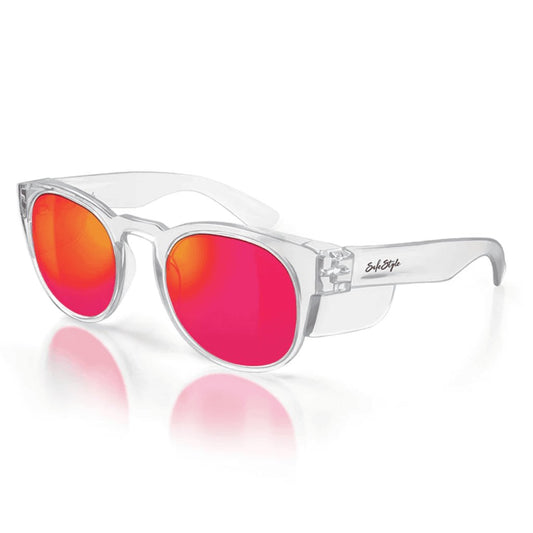 SAFESTYLE CRUISERS CLEAR FRAME/MIRROR RED POLARISED LENS - The Work Pit