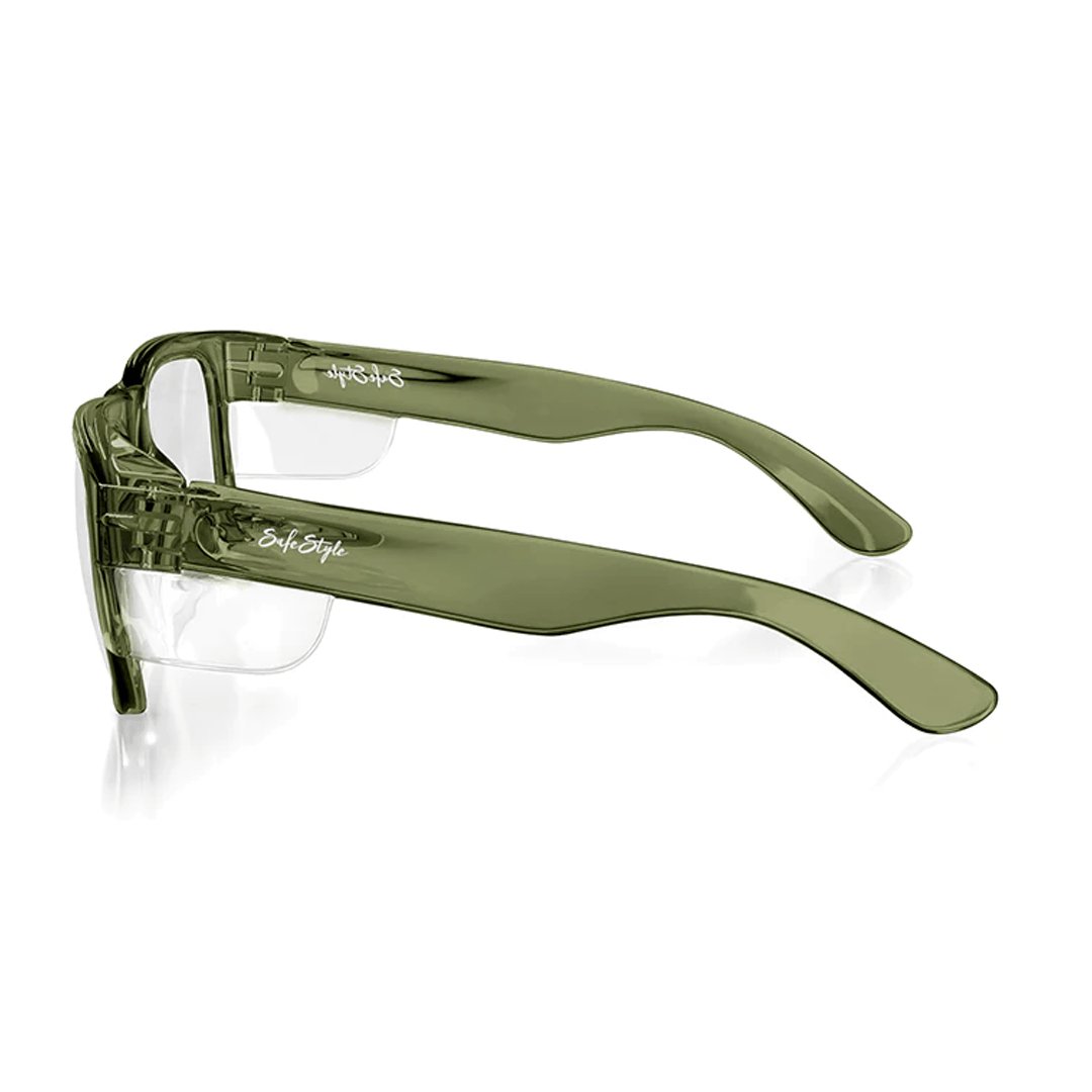 SAFESTYLE FUSIONS GREEN FRAME/CLEAR LENS UV400 - The Work Pit