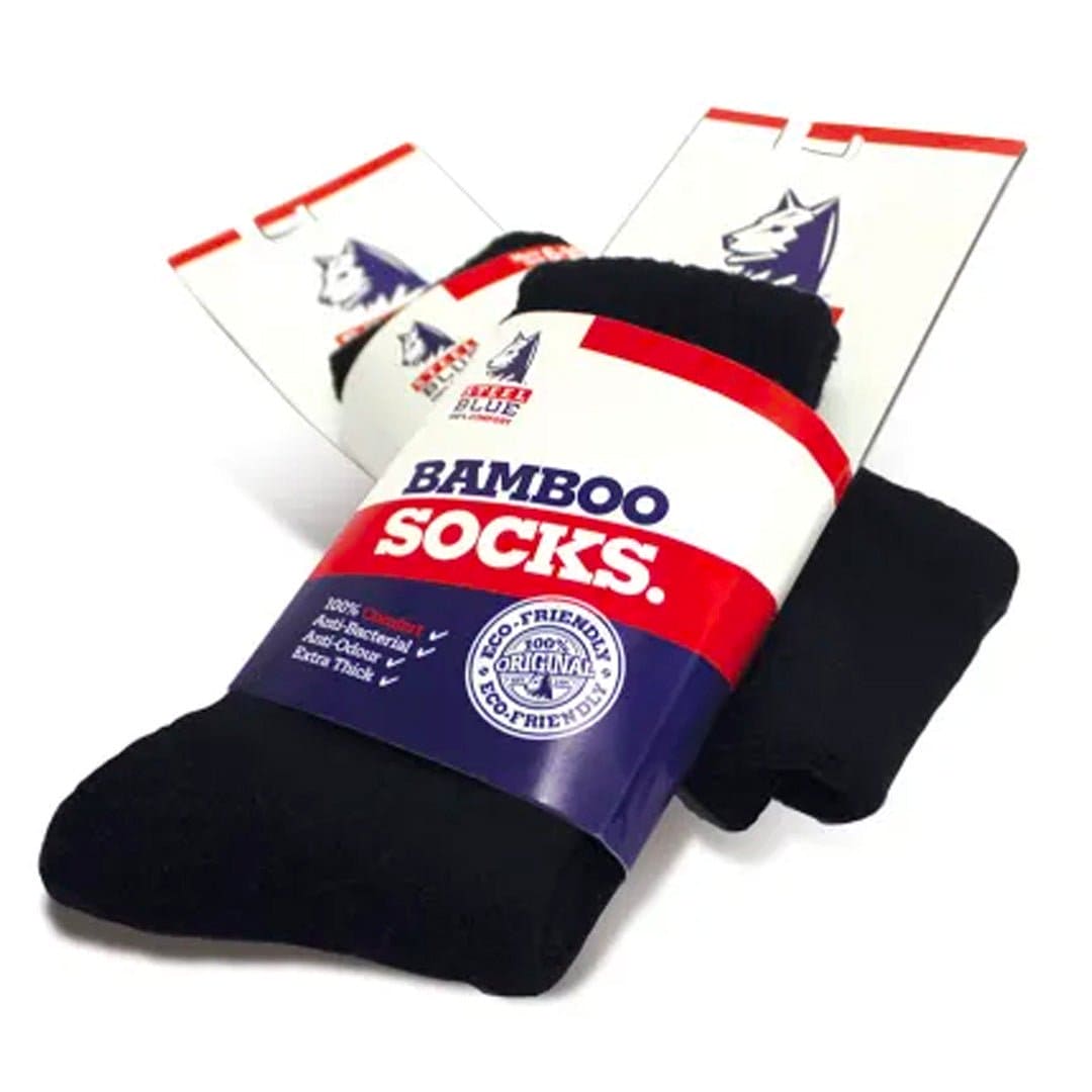 STEEL BLUE BAMBOO SOCKS - BLACK - The Work Pit