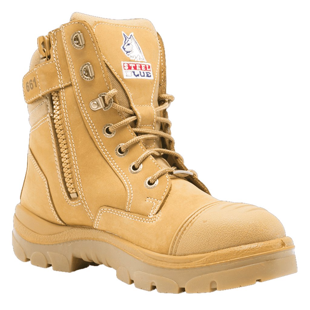 STEEL BLUE SOUTHERN CROSS ZIP TPU SCUFF CAP BOOTS WHEAT - The Work Pit