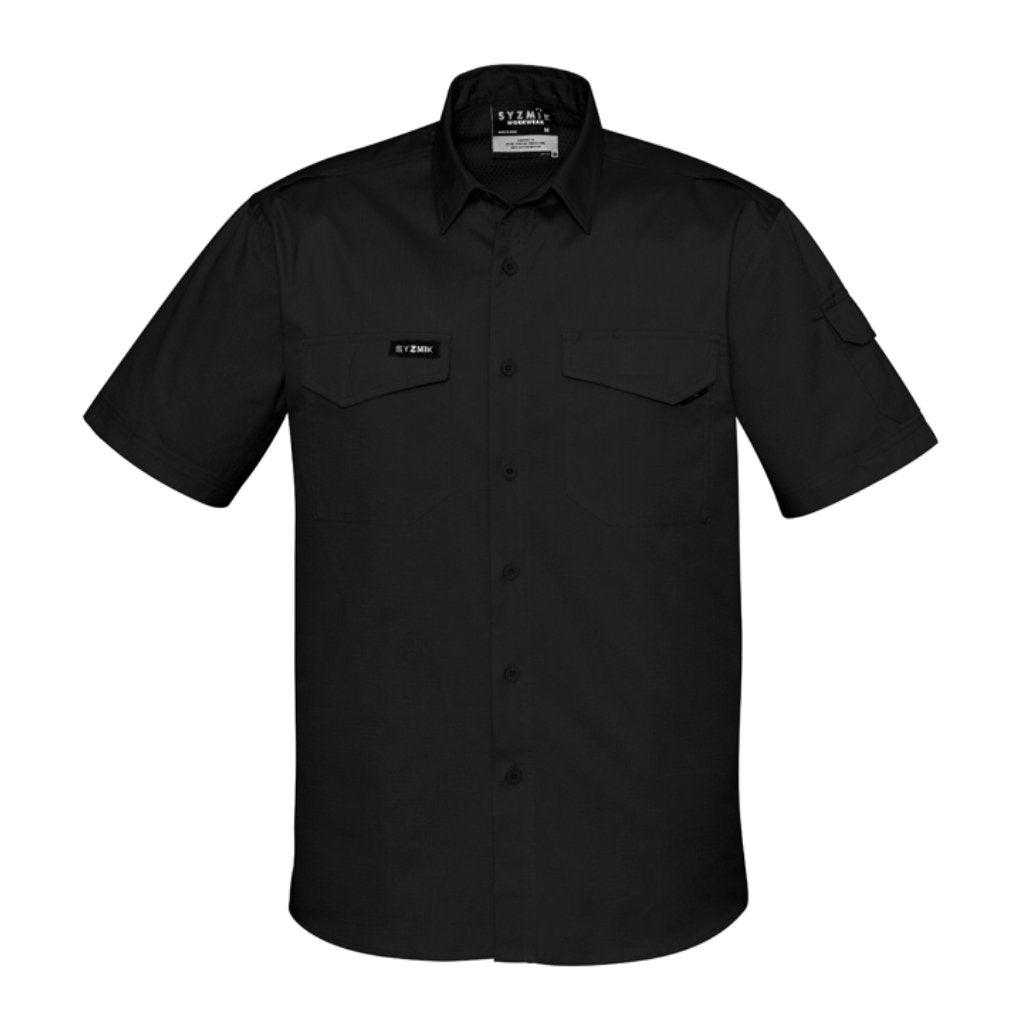 SYZMIK RIP STOP SHORT SLEEVE SHIRT - BLACK - The Work Pit