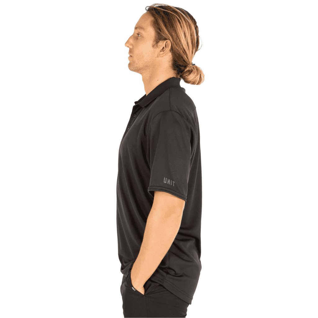 UNIT MENS BOLT POLO SHIRT - BLACK - The Work Pit