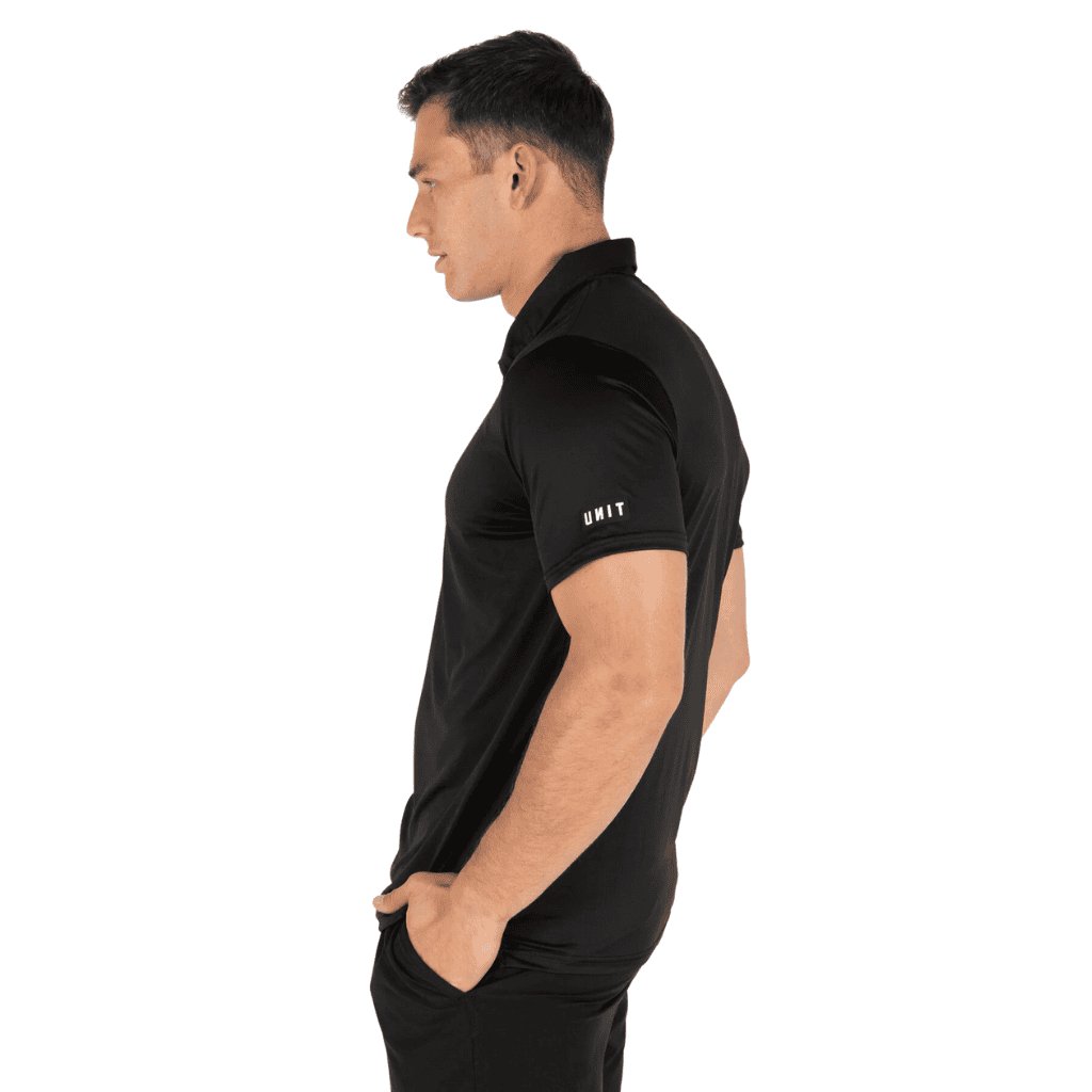 UNIT MENS ELITE FLEX POLO SHIRT BLACK - The Work Pit