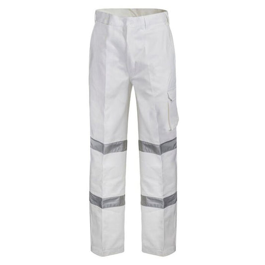 WORKCRAFT CARGO DRILL PANT CSR TAPE - WHITE - The Work Pit