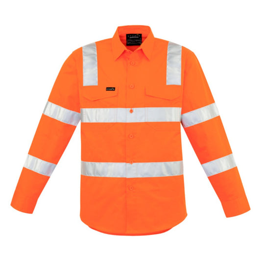 ZW680 - SYZMIK MENS BIO MOTION VIC RAIL SHIRT - RAIL ORANGE - The Work Pit